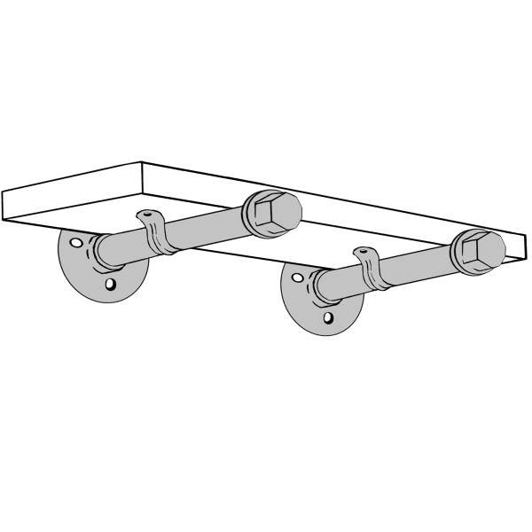 Straight Pipe Brackets Drawing with Shelf